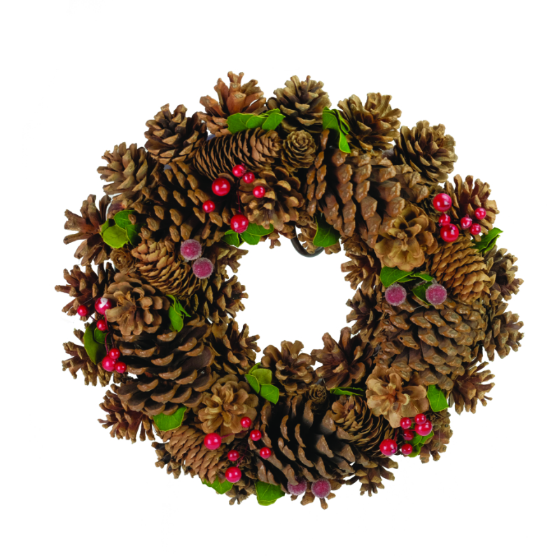 Osbourne Red Berry Pinecone Christmas Wreath - 33cm