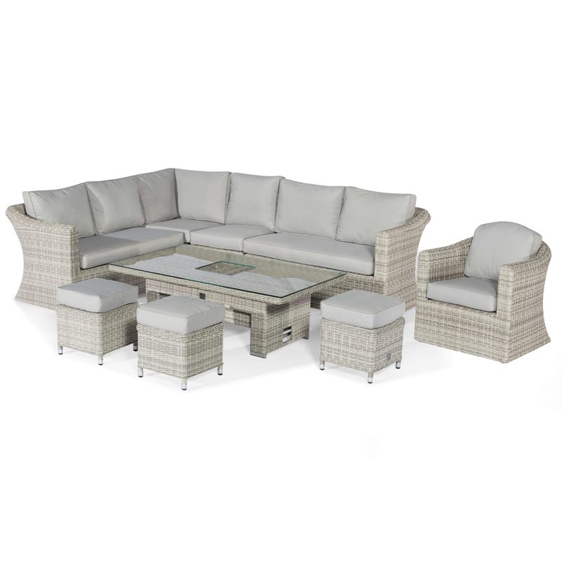Stratford 6-9 Seater Deluxe Rattan Corner Dining Set with Rising Table & Armchair