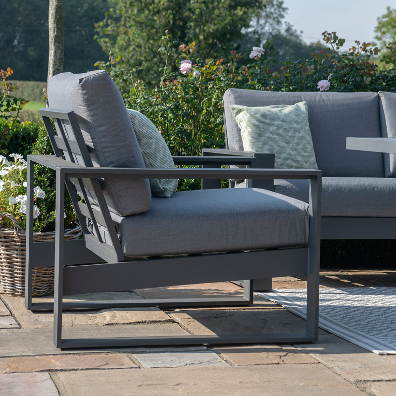 MZ Amalfi 7 Seater Aluminium Sofa with Rising Table - Grey
