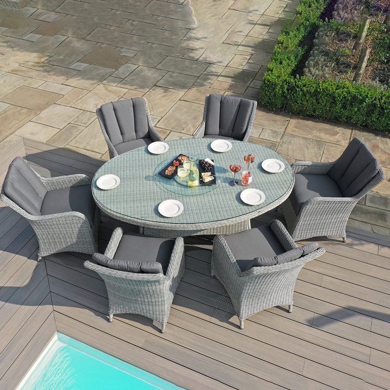 MZ Ascot 6 Seat Oval Dining Set with Lazy Susan