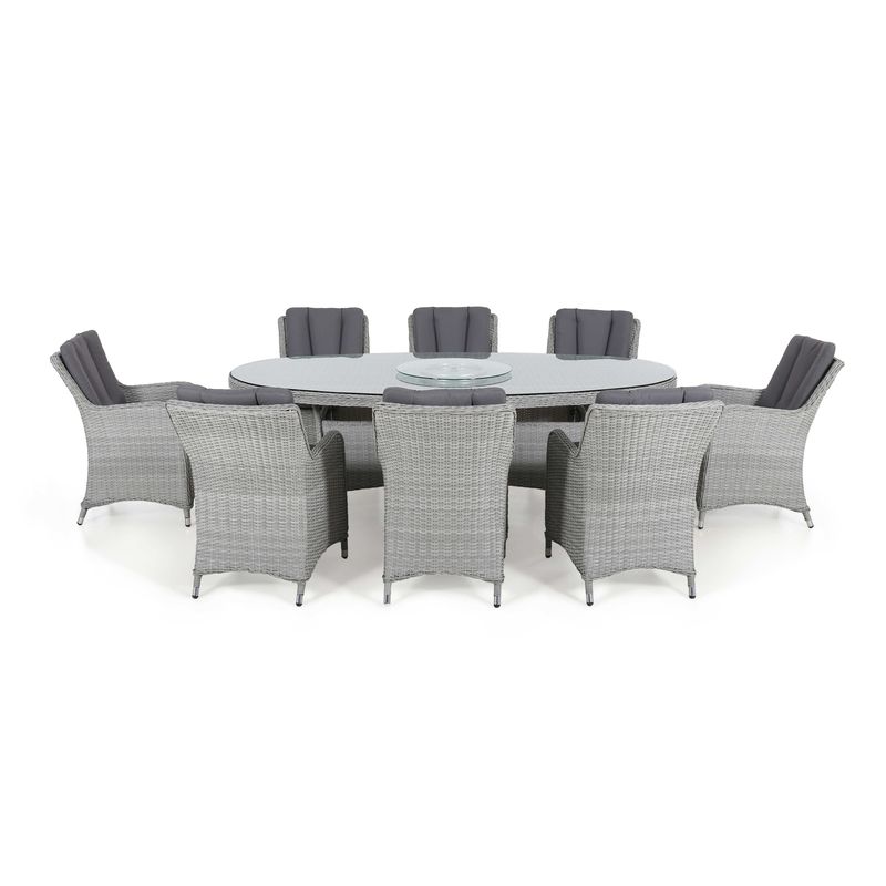 MZ Ascot 8 Seat Oval Dining Set with Lazy Susan