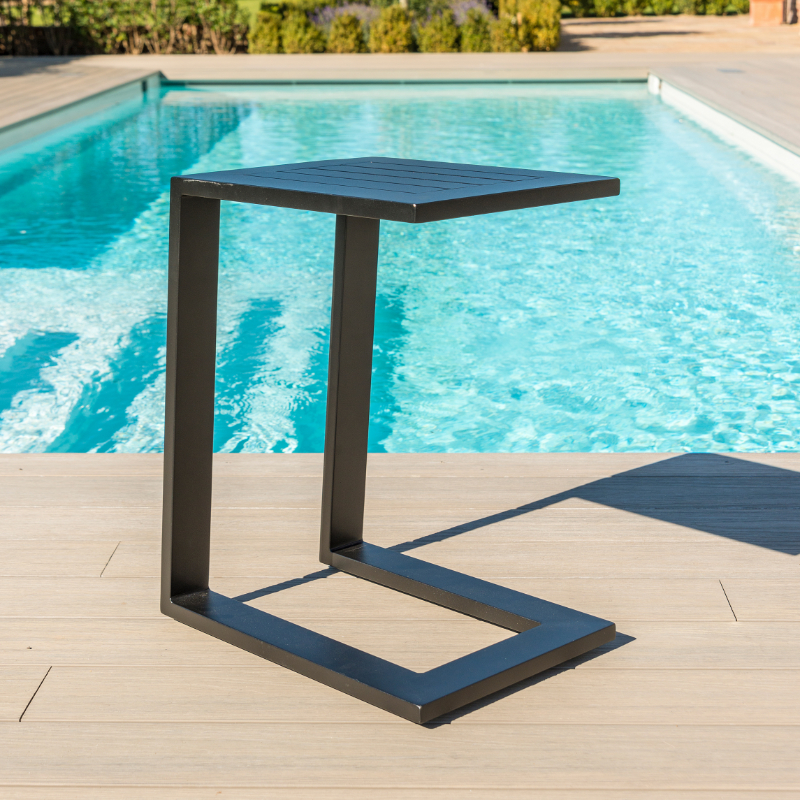 Berlin Aluminium Side Table - Black at Rattan Garden Furniture