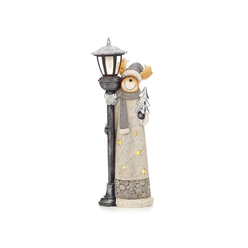 Comet Silver Reindeer with LED Lamp Post - 75cm