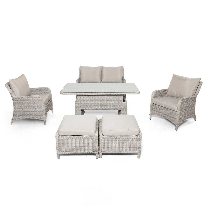 Burford 4-6 Seater Rattan Sofa Dining with Rising Table