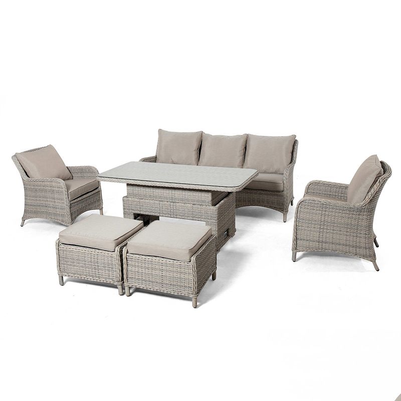 Burford 5-7 Seater Rattan Sofa Dining with Rising Table