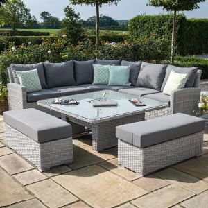 MZ Ascot Deluxe Corner Dining Set with Rising Table & Ice Bucket
