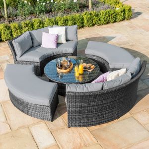 Kensington Rattan Lifestyle Suite with Glass Table Top – Grey
