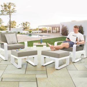 Hex Living Sandon 2 Seater Aluminium Companion Set - White