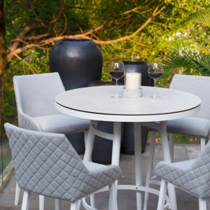MZ Regal 4 Seater Outdoor Fabric Round Bar Set - Lead Chine