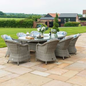 Stratford 8 Seater Oval Rattan Dining Set with Heritage Chairs Ice Bucket & Lazy Susan