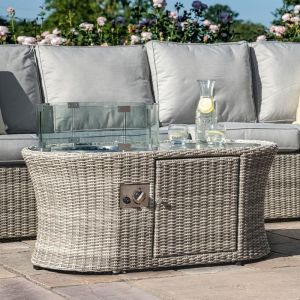 Stratford Oval Rattan Coffee Table with Fire Pit