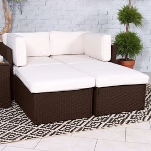 RC Berlin 4 Seater Rattan Multi Setting Relaxer Set - Brown