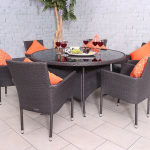 RC Malaga 6 Seater Rattan Stacking Round Dining Set