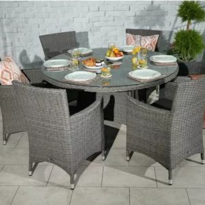 RC Paris 6 Seater Rattan Carver Round Dining Set 