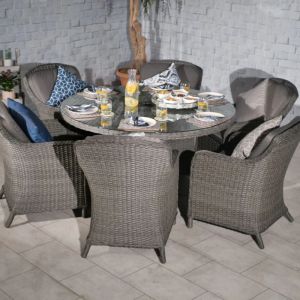 RC Paris 6 Seater Rattan Imperial Round Dining Set 