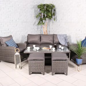 RC Paris 7 Seater Rattan Round Deluxe Sofa Dining Set