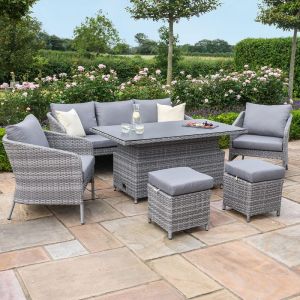 Florence 5-7 Seater Rattan Sofa Dining Set with Rising Table