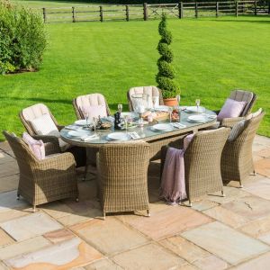 Cheltenham 8 Seater Oval Rattan Dining Set with Venice Chairs Ice Bucket & Lazy Susan