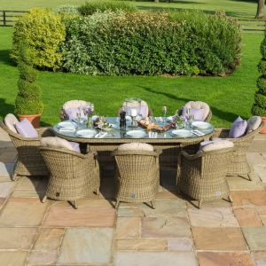 Cheltenham 8 Seater Oval Rattan Dining Set with Heritage Chairs Ice Bucket & Lazy Susan