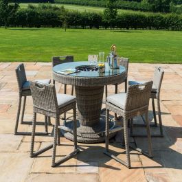 Round Rattan Bar Set MZ Oxford 6 Seater Round Rattan Bar Set with Ice Bucket