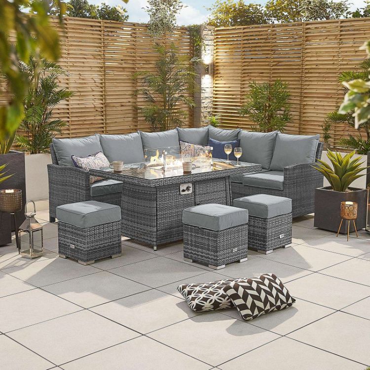 Buy Rattan Set With Fire Pit Tables, Fire Pit Tables