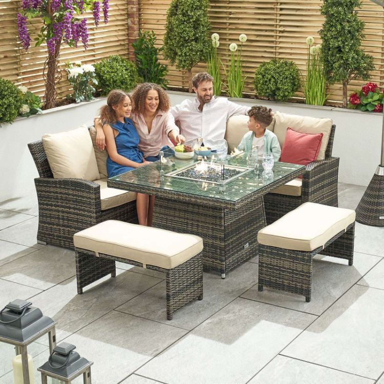 Buy Rattan Set With Fire Pit Tables, Fire Pit Tables