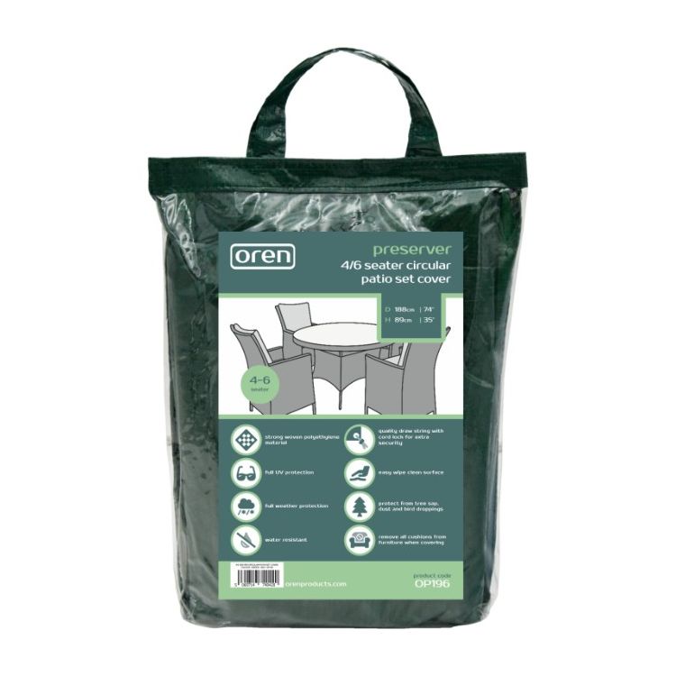 Preserver - 4/6 Seater Circular Patio Set Cover - 188cm