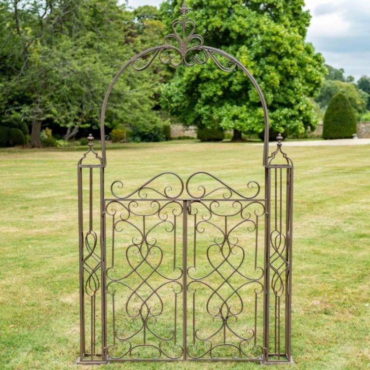 Osbourne Marriott Metal Gated Garden Arch - Brown Rusty