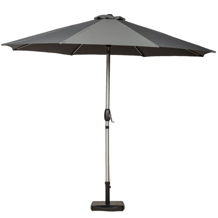 RC 3m Crank And Tilt Parasol With Brushed Aluminium Pole - Grey 