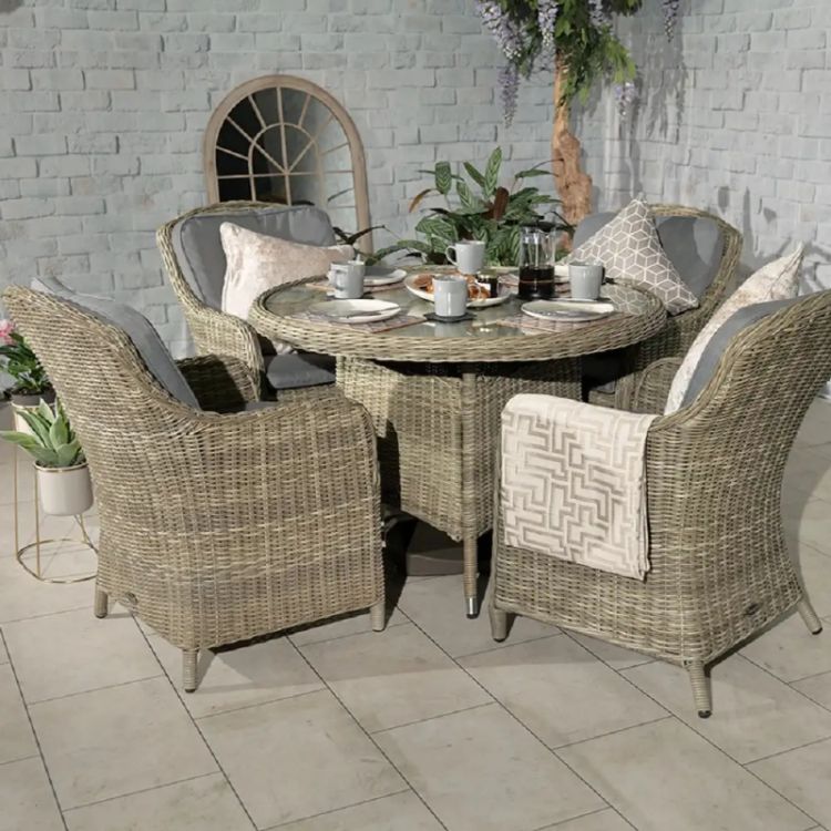 RC Wentworth 4 Seater Rattan Imperial Round Dining Set