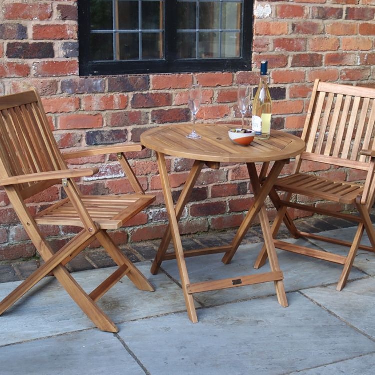 RC York 2 Seater Bistro Set With Folding Arm Chairs