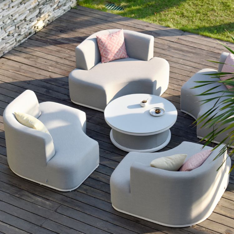 MZ Snug Outdoor Fabric Lifestyle Suite with Rising Table -  Lead Chine