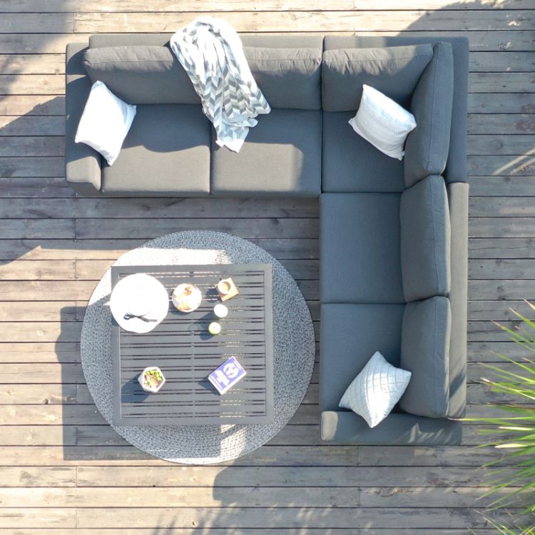 MZ Ethos 4 Seater Outdoor Fabric Corner Sofa Group - Grey