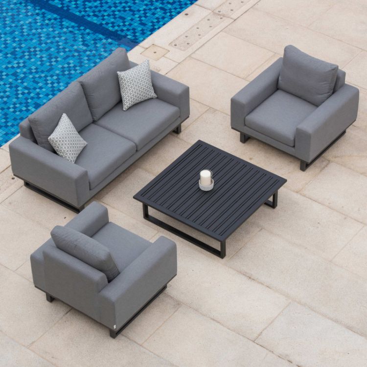 MZ Ethos 4 Seater Outdoor Fabric Sofa Set - Grey