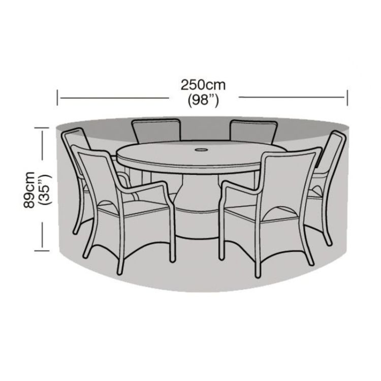 Premium Super Tough 6-8 Seater Round Furniture Set Cover - Black