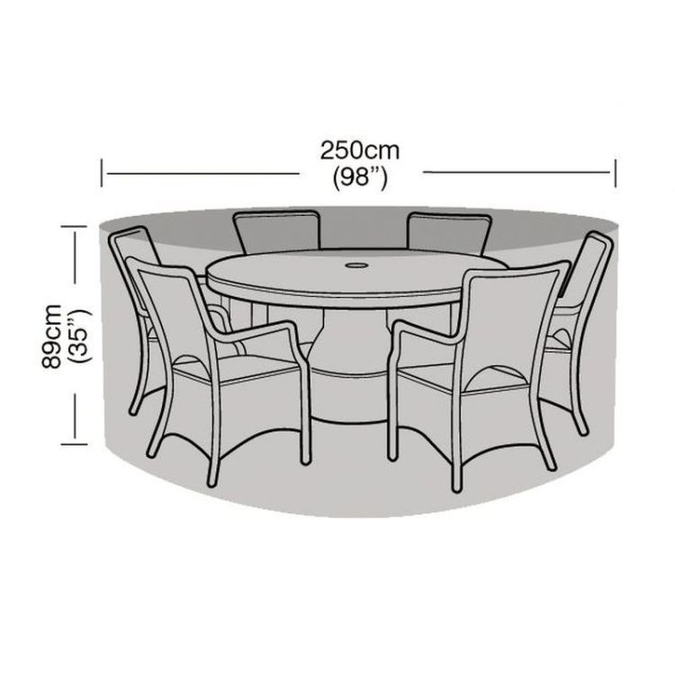 Super Tough 6-8 Seater Round Furniture Set Cover - Black