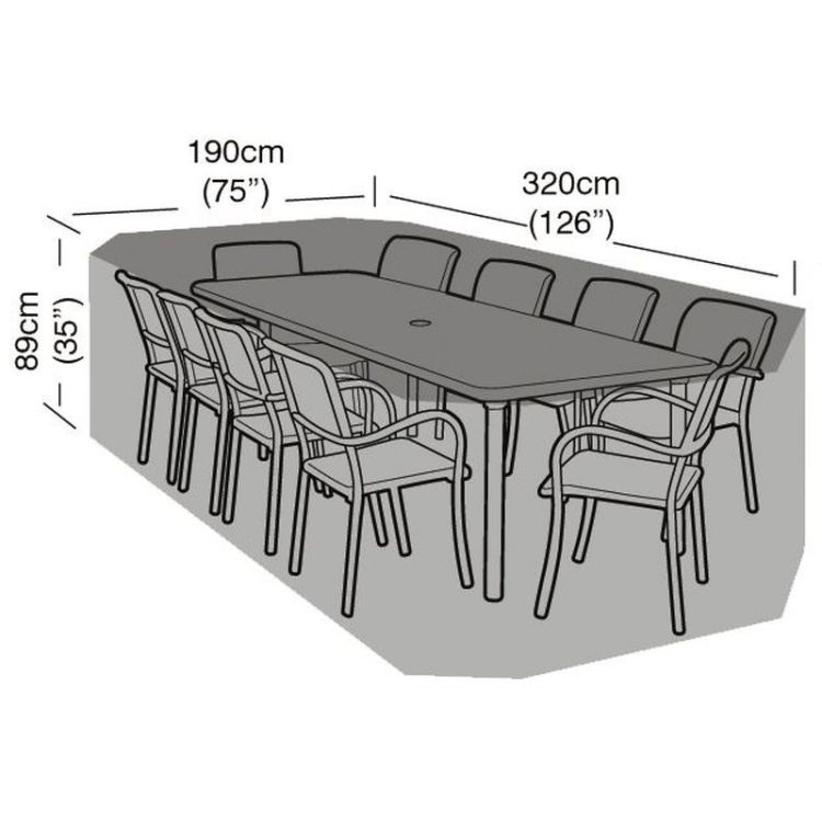 Super Tough 8-10 Seater Rectangular Furniture Set Cover - Black