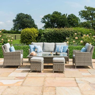MZ Oxford 5-7 Seater Rattan Sofa Dining Set with Ice Bucket & Rising Table