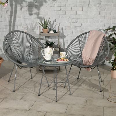 RC Monaco Egg Chair Bistro Set - Grey 