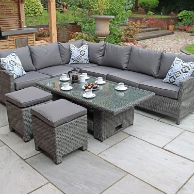 RC Paris 5-7 Seater Rattan Round Deluxe Modular Sofa Dining Set