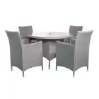 RC Nevada 4 Seater Rattan Round Dining Set - Grey