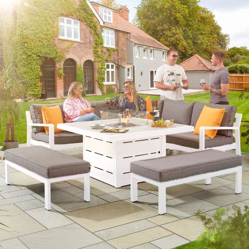 Gas Fire Garden Furniture Sets With Fire Pit Aluminium Garden