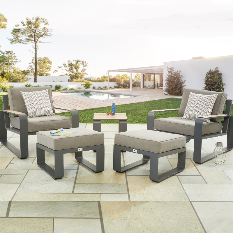 Hex Living Sandon 2 Seater Aluminium Companion Set - Grey at Rattan Garden Furniture