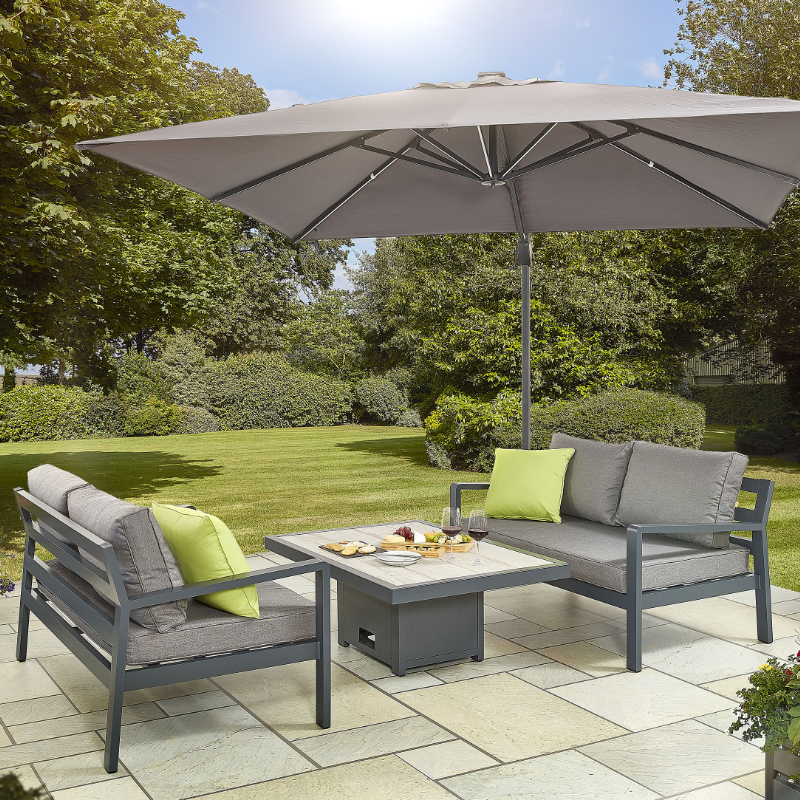 Hex Living Tutbury 4 Seater Aluminium Sofa Dining Set With Adjustable Table - Grey