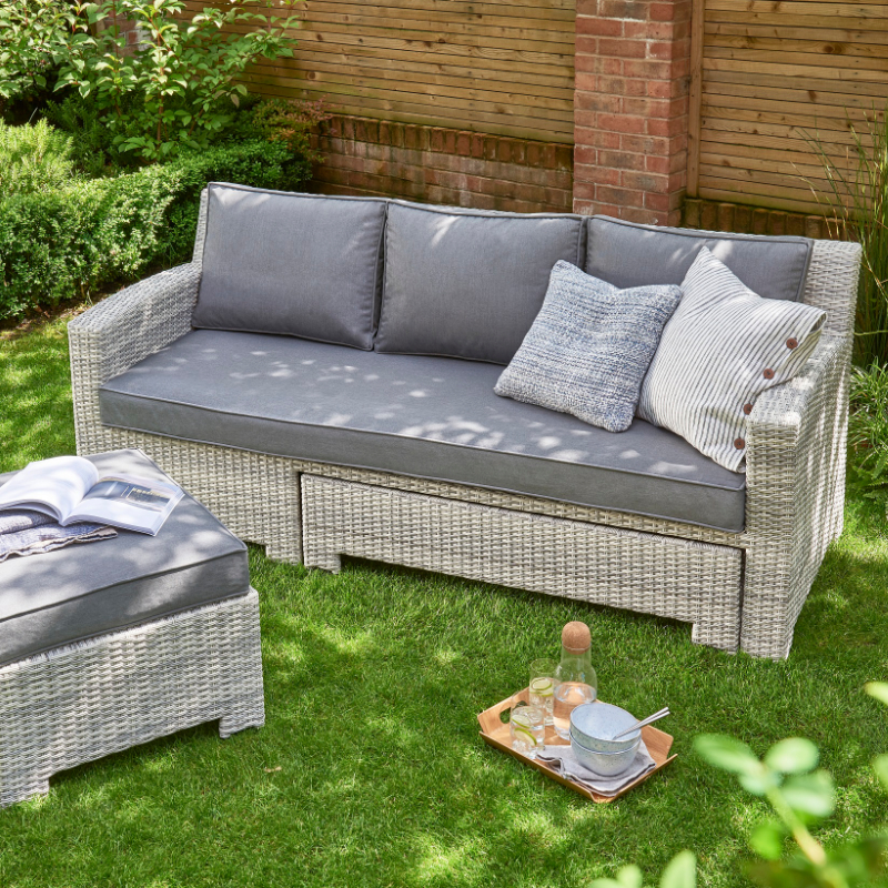 Inca 3 Seater Rattan Pull Out Lounge Sofa at Rattan Garden Furniture