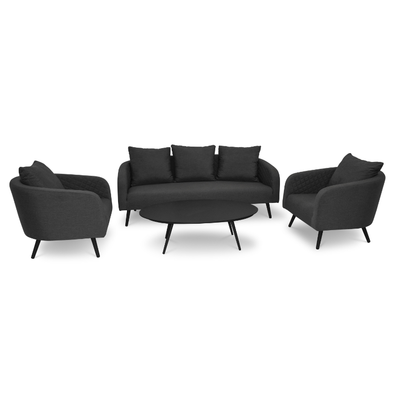 Leamington 5 Seater Outdoor Fabric Sofa Set - Charcoal Black