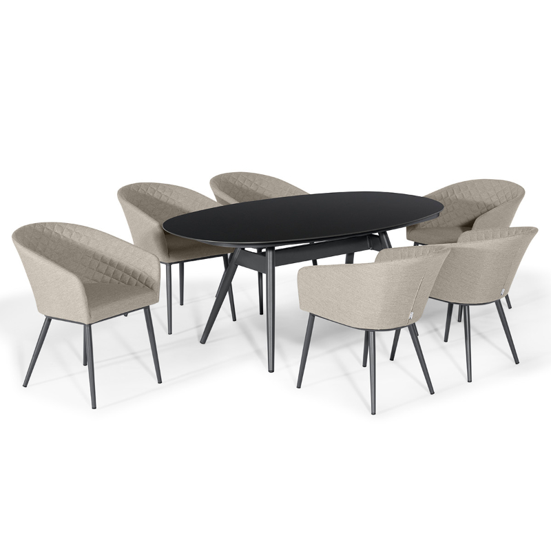Leamington 6 Seater Outdoor Fabric Oval Dining Set - Oatmeal