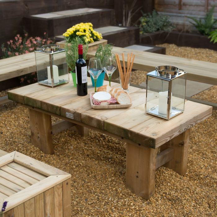 Hartwood Large Low Sleeper Garden Table at Rattan Garden Furniture