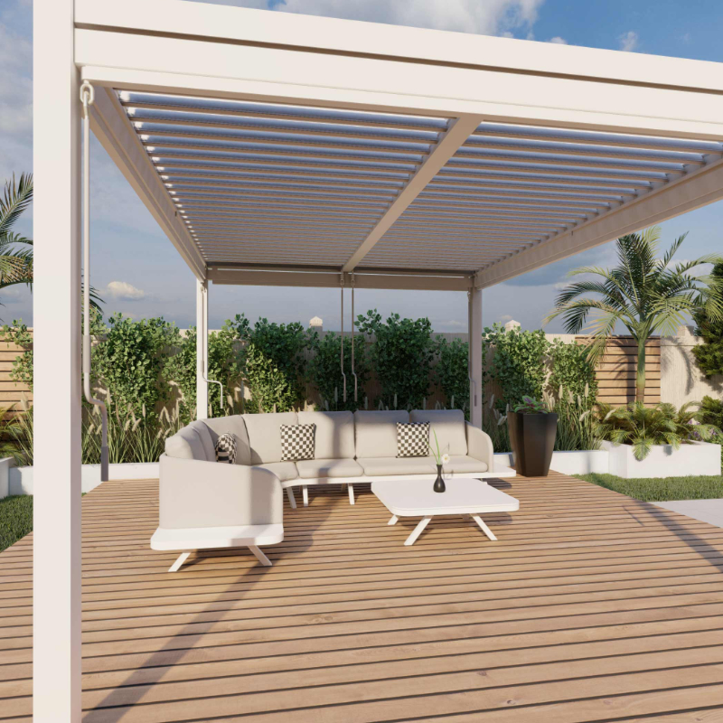 MZ Como Aluminium Rectangle Pergola 3m x 4m with 4 Drop Sides at Rattan Garden Furniture