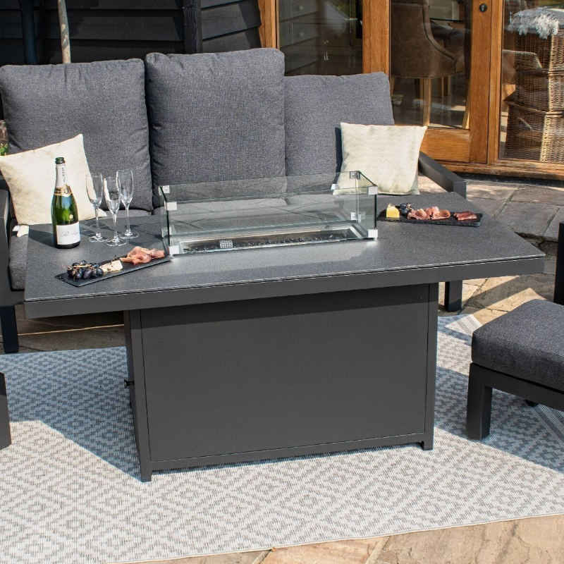 MZ Aluminium Fire Pit Dining Table at Rattan Garden Furniture